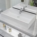 Maison chic - vasque - lavabo de salle de bain avec trou de robinet en c�ramique blanc 76x42, 5x14, 5 ...
