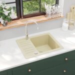 Maison chic - vier de cuisine - vasque de cuisine granit seul lavabo beige 211429
