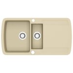 Maison exclusive - �vier de cuisine granit double lavabo beige