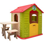 No brand - littletom maison de jeu de jardin en plastique maisonnette pour enfants incl 1 table 2 bancs ...