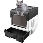 Maison de toilette pour chat - bac � liti�re ferm� - compartiment inf�rieur amovible pour un nettoyage ...