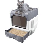 Maison de toilette pour chat - bac � liti�re ferm� - compartiment inf�rieur amovible pour un nettoyage ...
