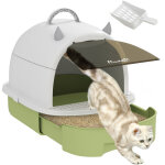 Maison de toilette pour chat bac � liti�re ferm� chat poign�e de transport porte translucide 40, 5 x ...