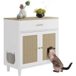 Maison de toilette chat en bois, meubles cach�s, table d'appoint en bois pour animal domestique, convient ...