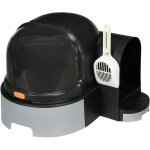 Pawhut - maison de toilette litire pour chat design capsule spatiale - porte, capot ouvrant, pelle, ...