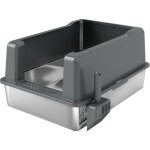 Pawhut - maison de toilette xxl 85l design - bac  litire grande taille 71 x 50 x 35 cm - acier inox ...