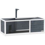 Maison pour tortues en bois, enclos avec deux maisons, dessus ouvrant, avec �clairage, gris