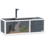 Maison pour tortues - pawhut - 2 zones, toit ouvrant et support lampe - habitat terrarium pour tortue ...