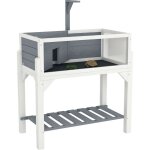 Maison pour tortue - terrarium tortue terrestre - pawhut - sur pieds 2 zones, toit ouvrant et zone interactive ...