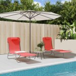 Maisonchic - lot de 2 chaises longues pliables, chaises de jardin, bains de soleil rouge textilne et ...
