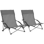 Maisonchic - lot de 2 chaises de plage pliables, chaises d'ext�rieur, fauteuils de jardin gris tissu ...