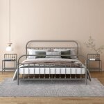 Maisonchic - lot de 2 tables de chevet, tables d'appoint, tables de nuit gris et noir m�tal et verre ...