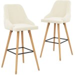 Maisonchic - lot de 2 tabourets de bar, tabourets hauts, tabourets de cuisine cr�me velours pwfn16632 ...