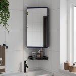 Maisonchic - armoire de bain � miroir d'angle, meuble de salle de bain, armoire de toilette gris 30x24x60 ...
