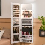 Armoire � bijoux murale avec miroir pleine longueur lumi�res led 3 couleurs petit miroir int�gr� 2 fa�ons ...