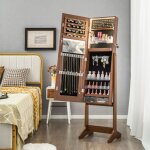 Armoire  bijoux sur pied, armoire de rangement, lumires led, armoire verrouillable, miroir pleine longueur ...