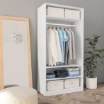Maisonchic - armoire penderie, porte - vtements, garde - robe blanc 100 x 50 x 200 cm bois d'ingnierie ...