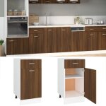 Armoire de plancher  tiroir, meuble bas cuisine, armoire de rangement chne marron 40x46x81, 5 cm pewv24364 ...