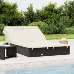 Maisonchic - bain de soleil 2 places, transat, chaise longue avec toit pliable noir 213x118x97 cm con90063 ...