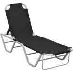 Maisonchic - bain de soleil, transat, chaise longue aluminium et textilne noir togp95618 design in