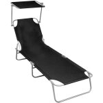Maisonchic - bain de soleil, transat, chaise longue pliable avec auvent noir aluminium togp30753 design ... Maisonchic - bain de soleil, transat, chaise longue pliable avec auvent noir aluminium togp30753 design ...