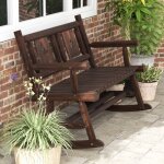 Maisonchic - banc  bascule de jardin en bois carbonis 2 personnes sige  lattes dossier ergonomique ...
