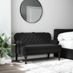 Maisonchic - banc avec dossier, banquette salon noir 119, 5x64, 5x75 cm velours - asaf19469 design in ...