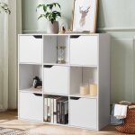 Maisonchic - biblioth�que de rangement cube de rangement 5 avec portes 90 x 29 x 90 cm blanc design in ...