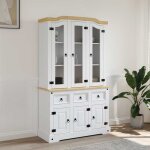 Maisonchic - buffet haut, enfilade, armoire de cuisine corona blanc 112x43x196 cm bois massif pin mexicain ...