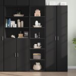 Maisonchic - buffet haut, enfilade, armoire de cuisine noir 45x41x185 cm bois d'ing�nierie wfe965689 ...