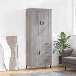 Maisonchic - buffet haut, enfilade, armoire de cuisine sonoma gris 69, 5x34x180 cm bois d'ingénierie ... Maisonchic - buffet haut, enfilade, armoire de cuisine sonoma gris 69, 5x34x180 cm bois d'ingénierie ...