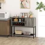 Buffet lat�ral meuble de bar � caf� avec racks � vin & �tag�res de rangement console en bois avec cadre ...