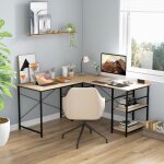 Maisonchic - bureau d'angle, bureau informatique 151x151x75 cm ajustable pour 2 personnes - 4 tagres ...