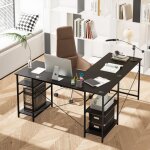 Maisonchic - bureau d'angle, bureau informatique 151x151x75 cm ajustable pour 2 personnes - 4 �tag�res ...