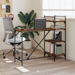 Maisonchic - bureau d'ordinateur avec tagres, bureau informatique, table de travail chne fum 120x47x109 ...