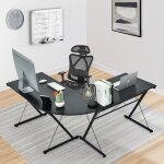 Maisonchic - bureau d'ordinateur en forme l détachable à angle réversible 150x150x76cm noir design in ... Maisonchic - bureau d'ordinateur en forme l détachable à angle réversible 150x150x76cm noir design in ...