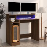 Maisonchic - bureau d'ordinateur, table de travail, bureau informatique et lumires led chne brun 97x45x90 ...