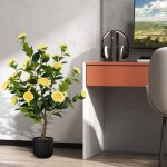 Maisonchic - camélia artificiel de 95 cm plante artificielle à fausses fleurs dans un pot en ciment fausse ... Maisonchic - camélia artificiel de 95 cm plante artificielle à fausses fleurs dans un pot en ciment fausse ...