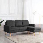 Canapé à 3 places, canapé droit, canapé relax moderne pour salon avec repose - pied gris foncé tissu ... Canapé à 3 places, canapé droit, canapé relax moderne pour salon avec repose - pied gris foncé tissu ...