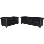 Maisonchic - canap� chesterfield � 2 places et � 3 places, banquette sofa de salon, canap� droit n noir ...