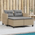 Maisonchic - canap� de jardin 2 places, canap� d'ext�rieur, canap� droit avec tabourets beige r�sine ...