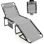 Maisonchic - chaise longue pliante appuie - tte amovible dossier rglable 4 positions acier antirouille ...
