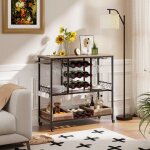 Maisonchic - chariot de bar 3 �tages service roulettes porte - bouteilles crochets gris cwxt2733 design ...