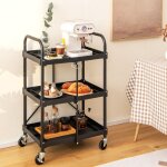 Chariot  outils pliant  3 niveaux avec roues universelles 4 rainures et mains courantes servante d'atelier ...