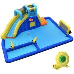 Maisonchic - chteau gonflable 6 en 1 avec escalade toboggan  jet d'eau grande piscine cadre de football ...