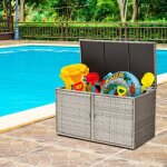 Maisonchic - coffre de rangement jardin 335l en rotin pe charge max. 120 kg cadre en acier avec 2 etagres ...