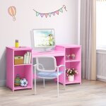 Maisonchic - coiffeuse enfants, table de maquillage avec miroir amovible et 4 Étagères rose cw6819 design ... Maisonchic - coiffeuse enfants, table de maquillage avec miroir amovible et 4 Étagères rose cw6819 design ...
