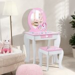 Maisonchic - coiffeuse pour enfant table de maquillage avec tabouret miroir détachable et 1 tiroir de ... Maisonchic - coiffeuse pour enfant table de maquillage avec tabouret miroir détachable et 1 tiroir de ...