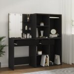 Maisonchic - coiffeuse � led avec armoires, table console, table de maquillage noir bois d'ing�nierieloi8676 ...