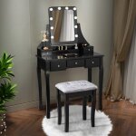 Maisonchic - coiffeuse table de maquillage avec 10 ampoules led avec 5 tiroirs et boîtes de rangement ... Maisonchic - coiffeuse table de maquillage avec 10 ampoules led avec 5 tiroirs et boîtes de rangement ...